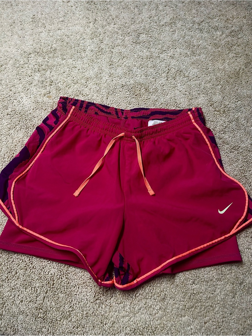 Nike Dri-FIT Pink Purple 2-in-1 Running Shorts Women’s Large
